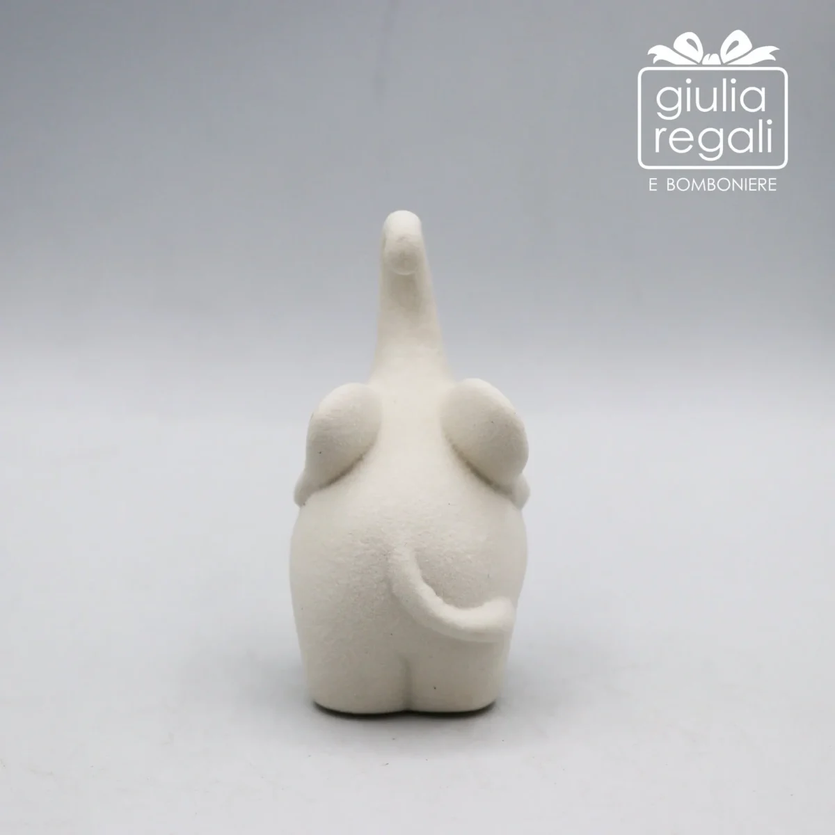 Porta anelli elefantino in ceramica bianca 9 cm - immagine 3