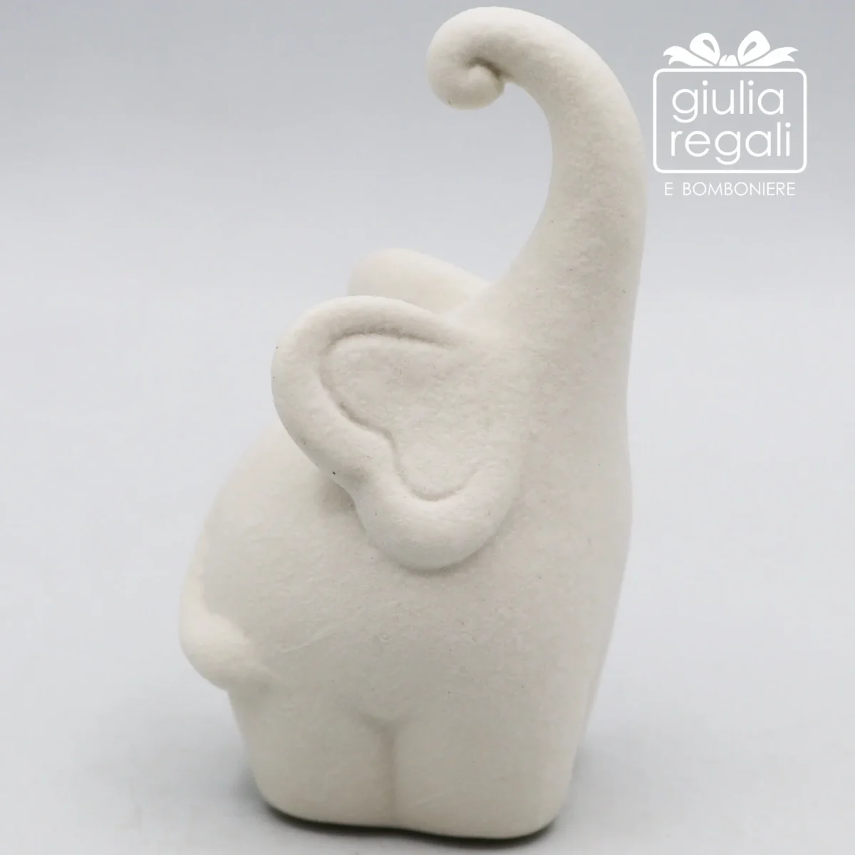 Porta anelli elefantino in ceramica bianca 9 cm - immagine 2