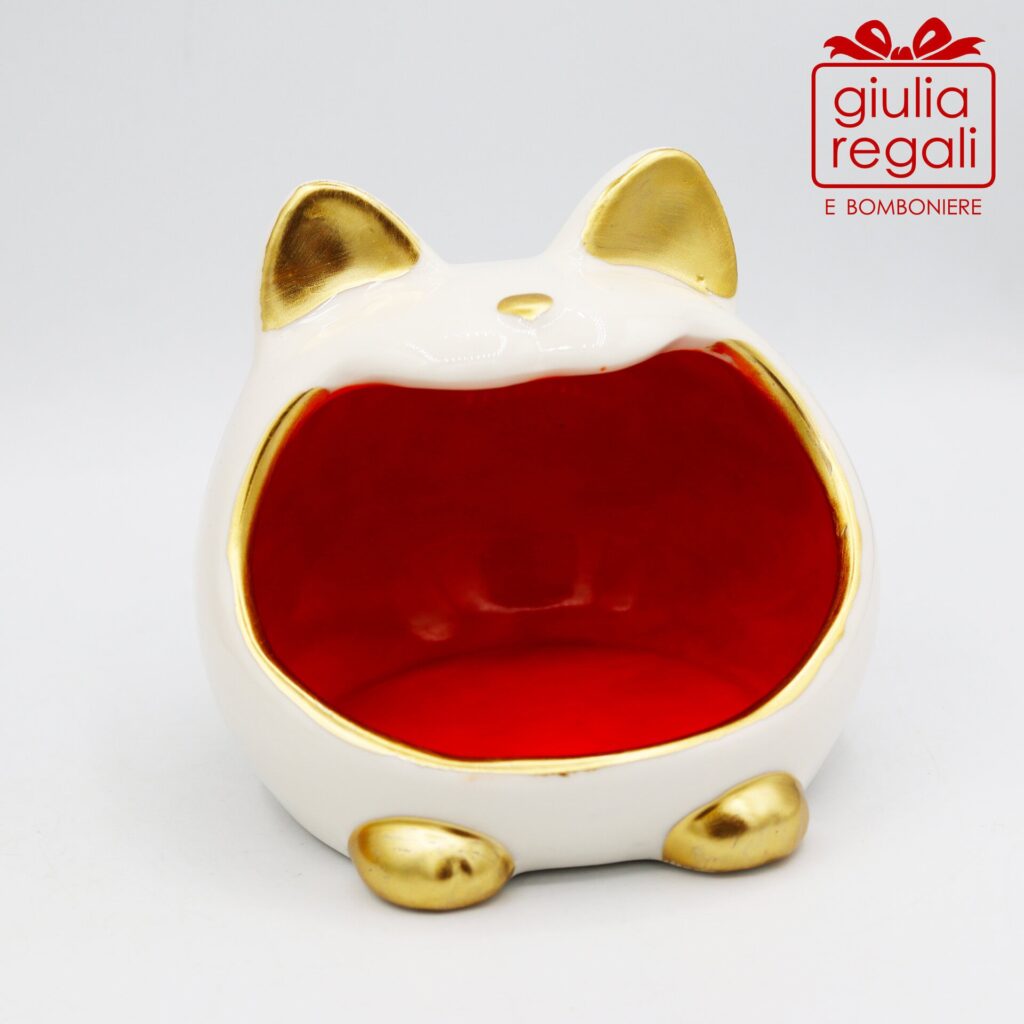 Portacaramelle Gattomatto in ceramica - colore arancio