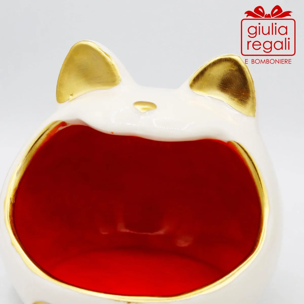 Portacaramelle Gattomatto in ceramica - colore arancio - immagine 2