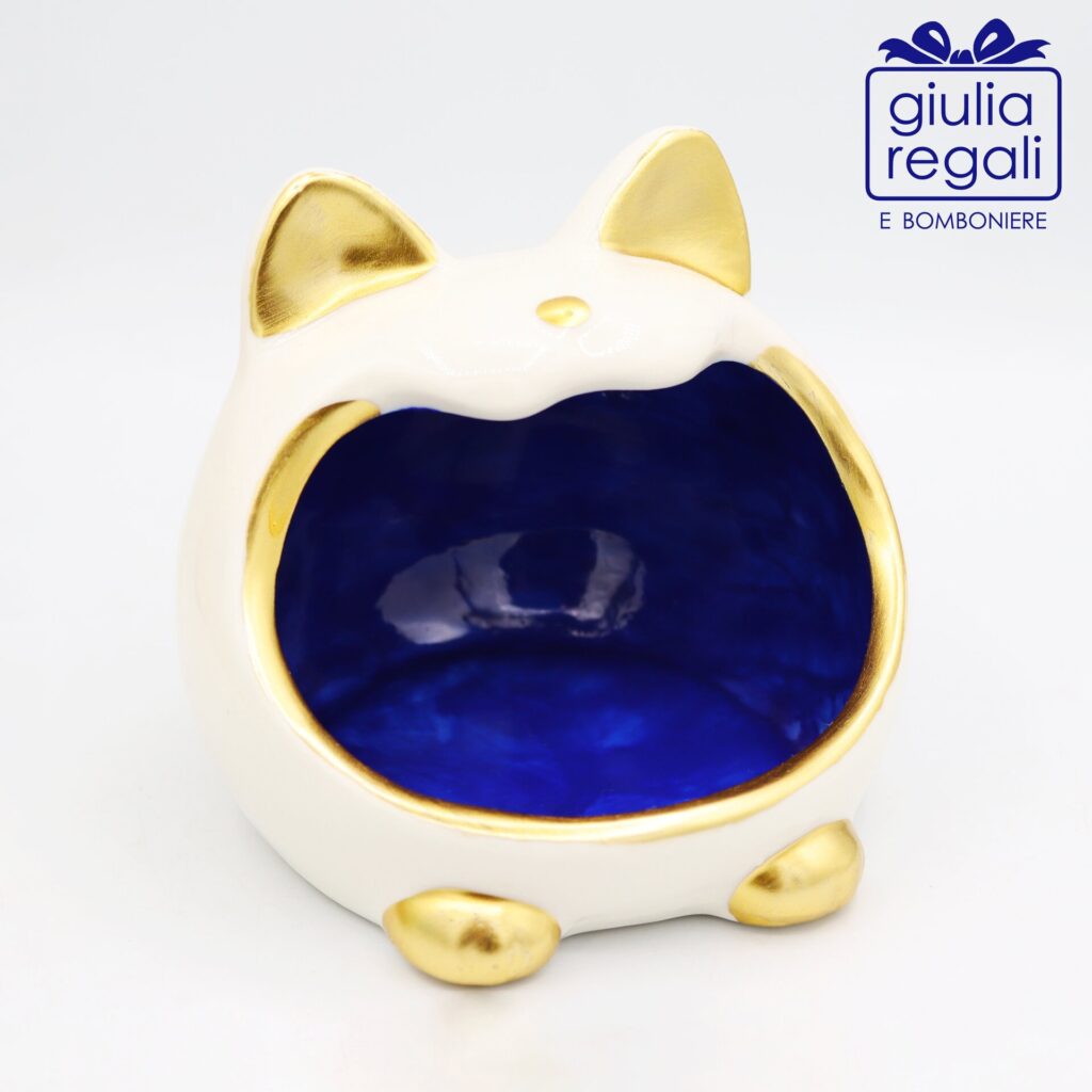 Portacaramelle Gattomatto in ceramica - colore blu
