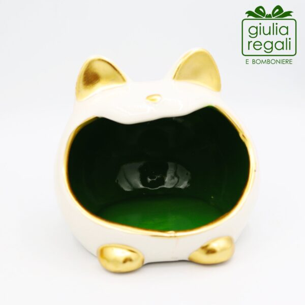 Portacaramelle Gattomatto in ceramica - colore verde