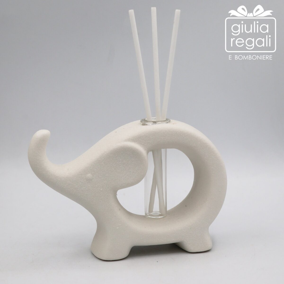 Profumatore in ceramica bianca a forma di elefante