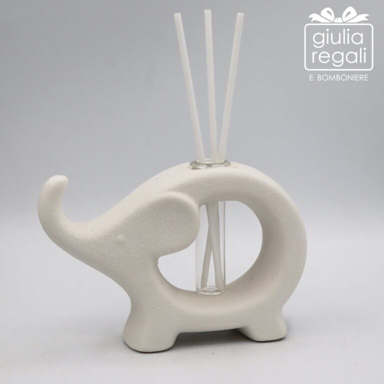 Profumatore in ceramica bianca a forma di elefante