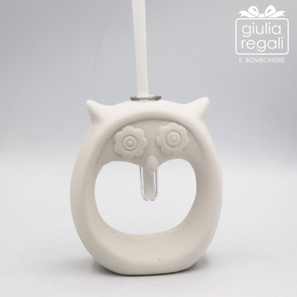 Profumatore in ceramica bianca a forma di gufo