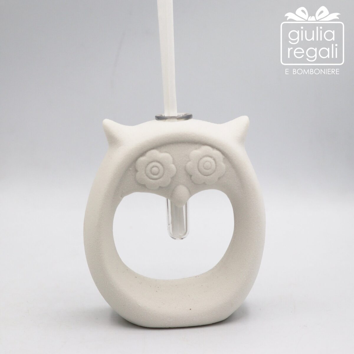 Profumatore in ceramica bianca a forma di gufo