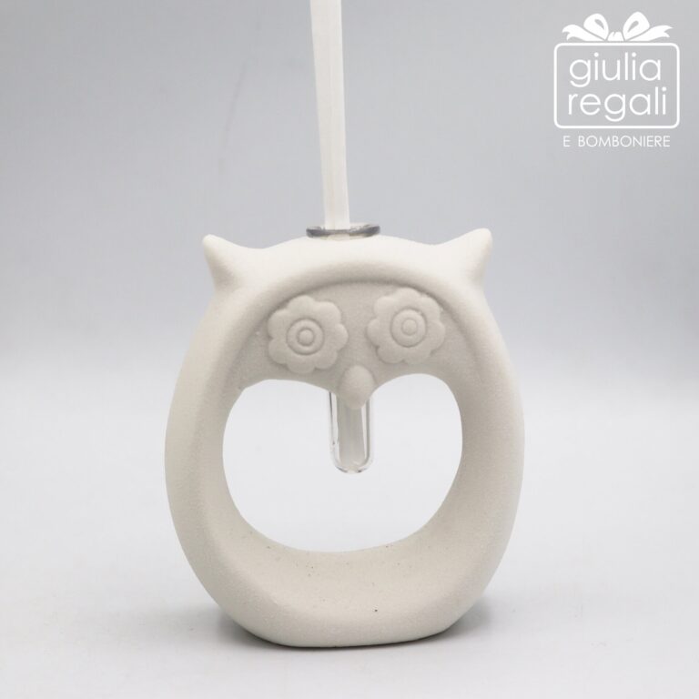 Profumatore in ceramica bianca a forma di gufo