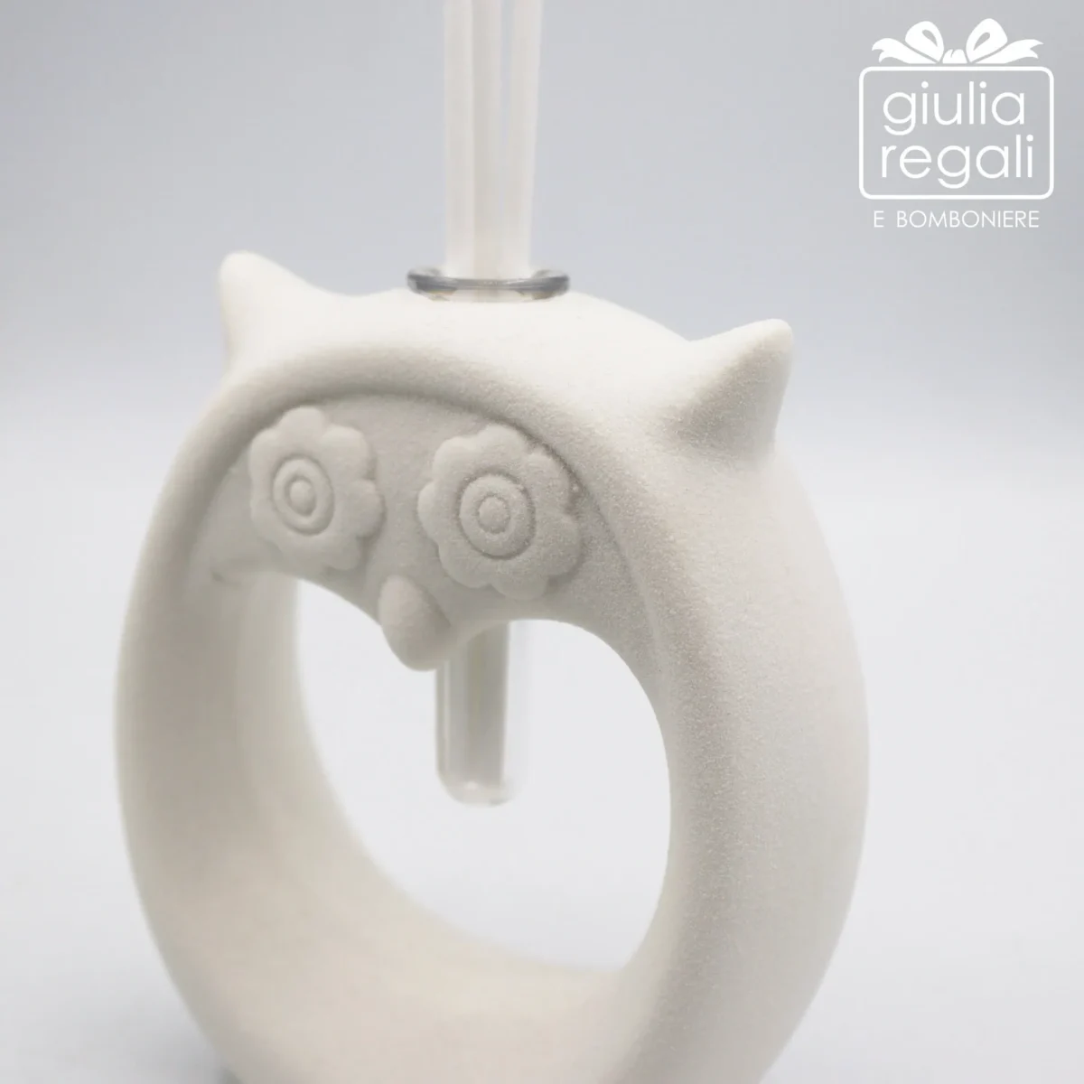 Profumatore in ceramica bianca a forma di gufo - immagine 2