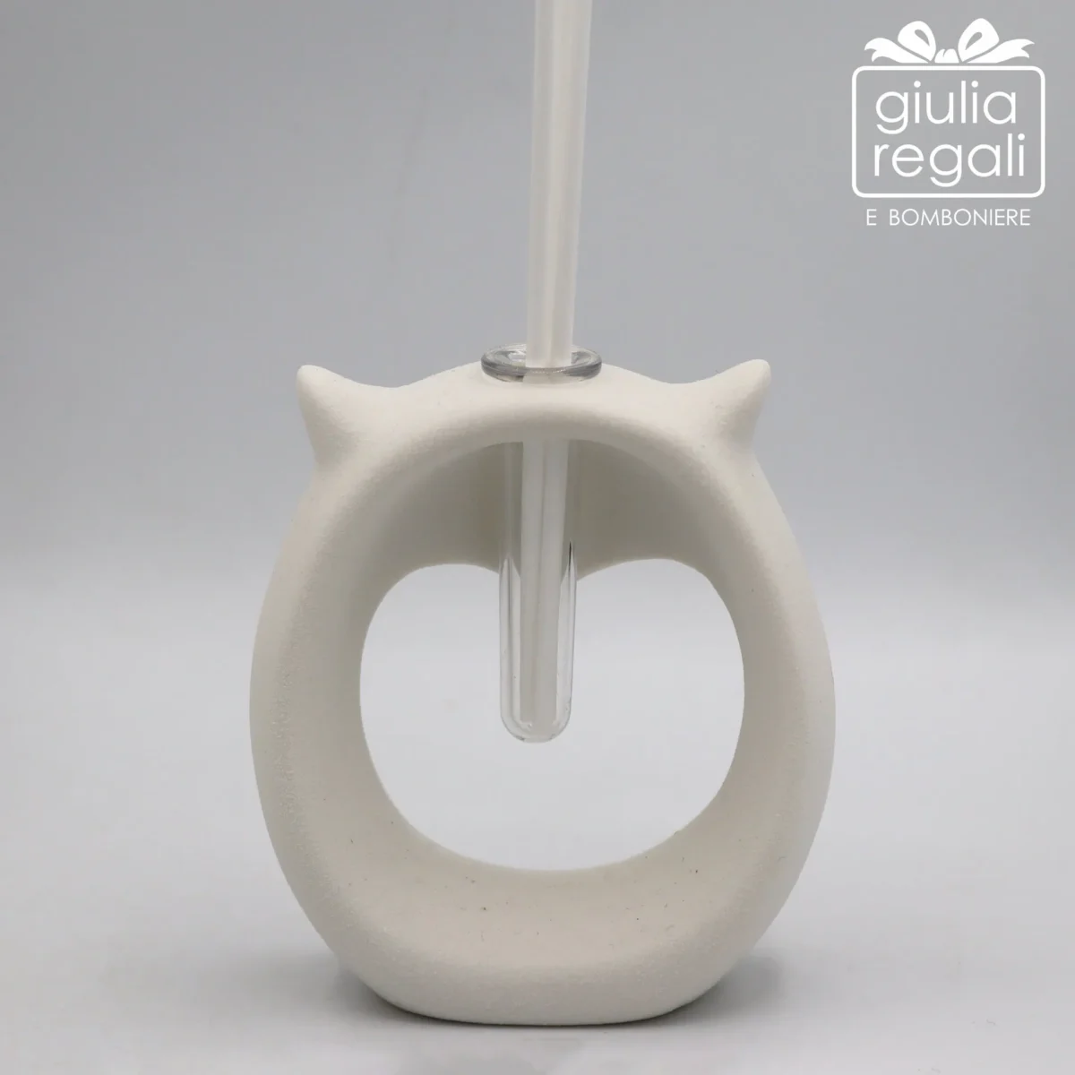 Profumatore in ceramica bianca a forma di gufo