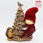 Bimbo con Albero Natale luce led e riccio 18x12 cm
