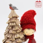 Bimbo con Albero Natale luce led e riccio 18x12 cm