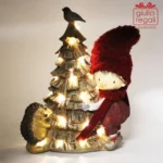 Bimbo con Albero Natale luce led e riccio 18x12 cm - immagine 2