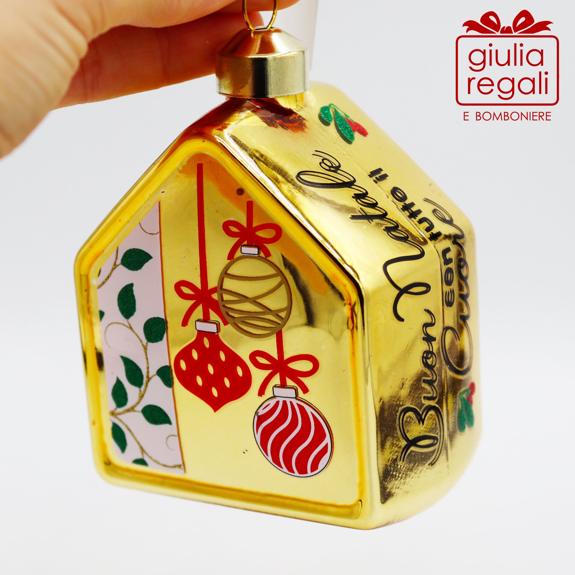 Casetta addobbo vetro oro - 01 Casetta addobbo vetro oro