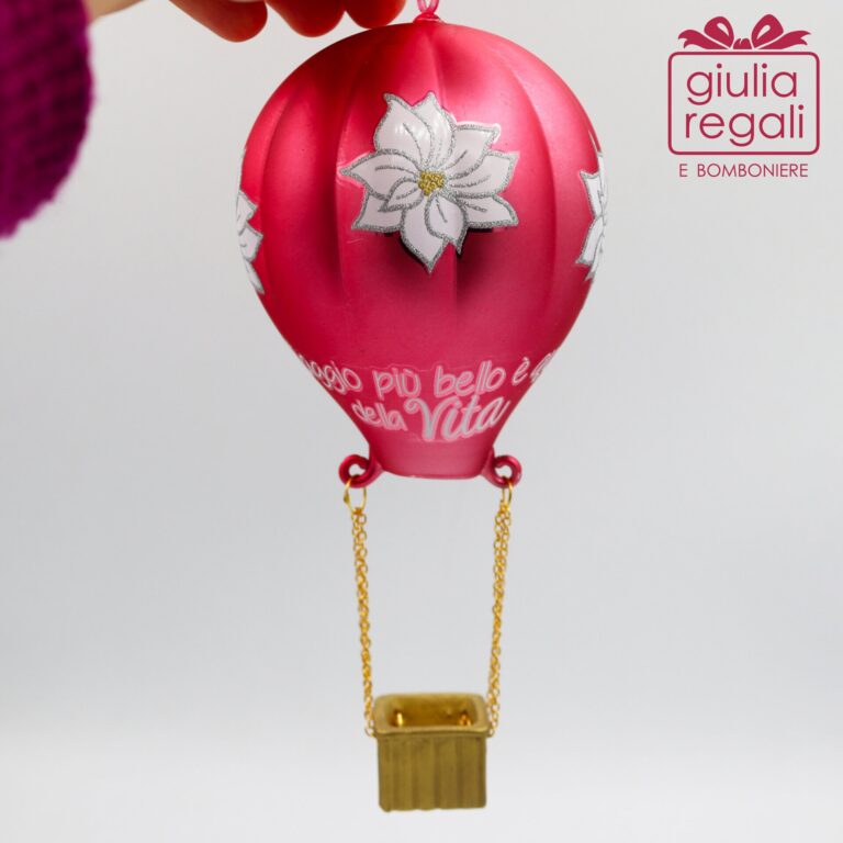Mongolfiera addobbo vetro fucsia