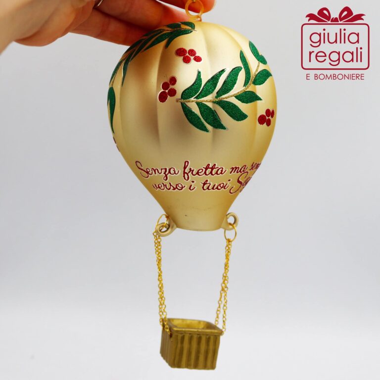 Mongolfiera addobbo vetro oro
