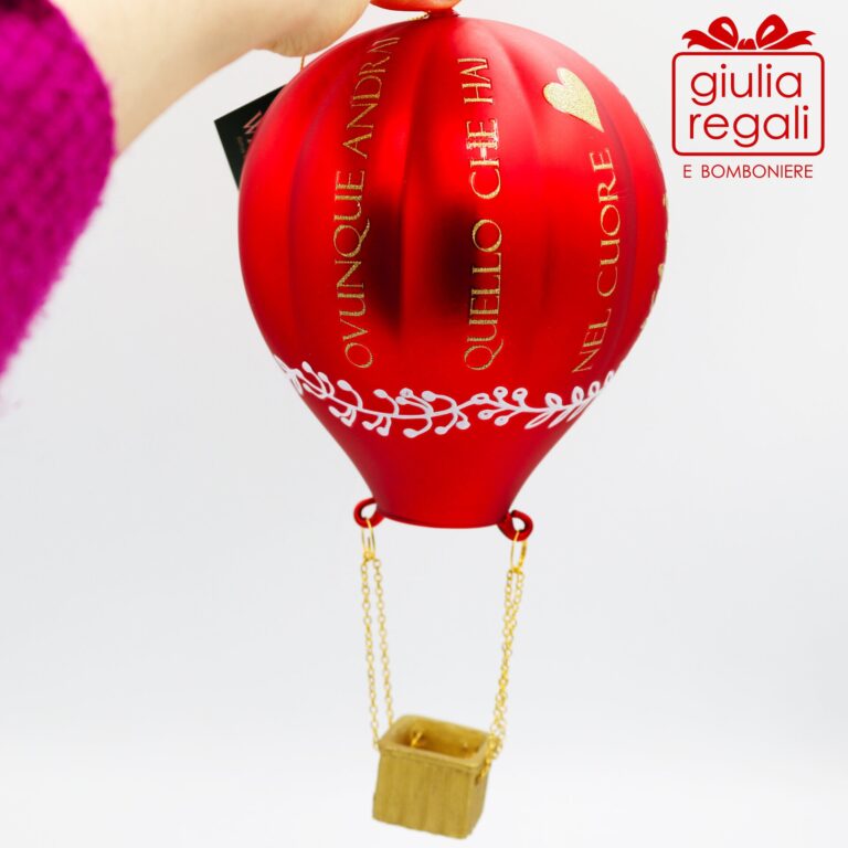 Mongolfiera addobbo vetro rosso