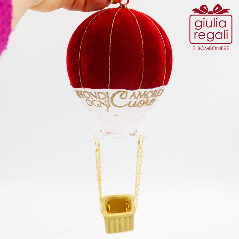 Mongolfiera addobbo vetro velluto