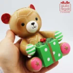 Portacandela Orsetto Natale in resina 13 cm