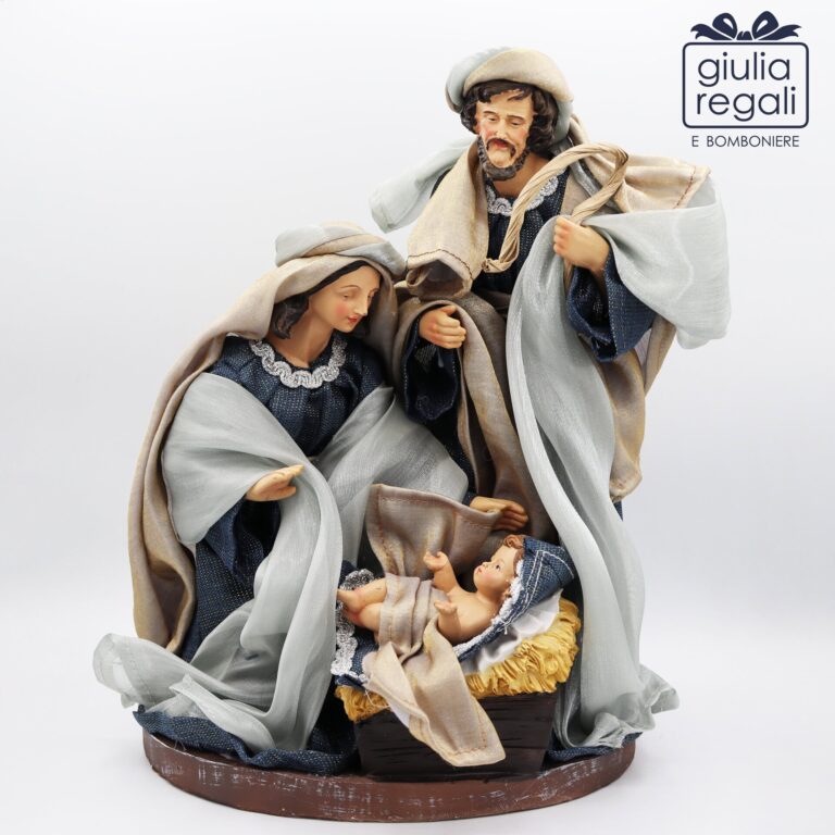 Presepe Sacra Famiglia in tessuto e coccio 30 cm