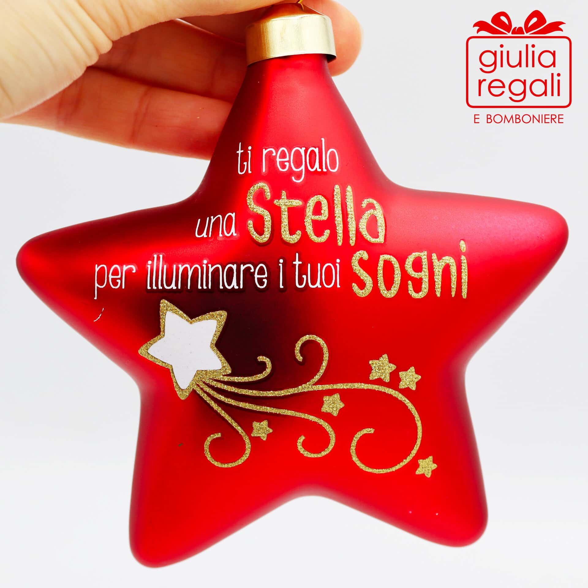 Stella addobbo vetro Rosso - 01 Stella addobbo vetro Rosso