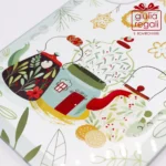 Tagliere vetro + strofinaccio Natale Teiera - immagine 2