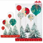 Tagliere vetro + strofinaccio Natale Alberi - immagine 3