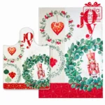 Tagliere vetro + strofinaccio Natale Ghirlande - immagine 3