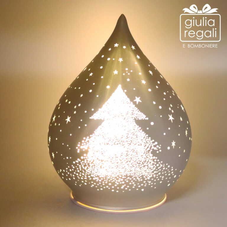 Goccia vetro led argento 15 cm