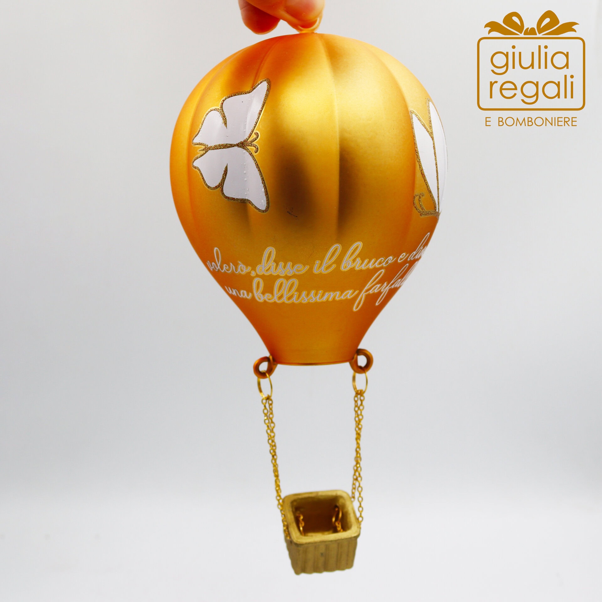 Mongolfiera addobbo vetro oro - 01 Mongolfiera addobbo vetro oro