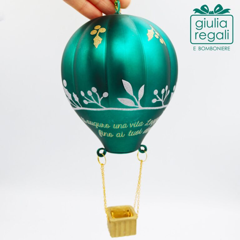 Mongolfiera addobbo vetro verde - 01