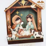Presepe artigianale in legno con luce e scatola regalo - immagine 5