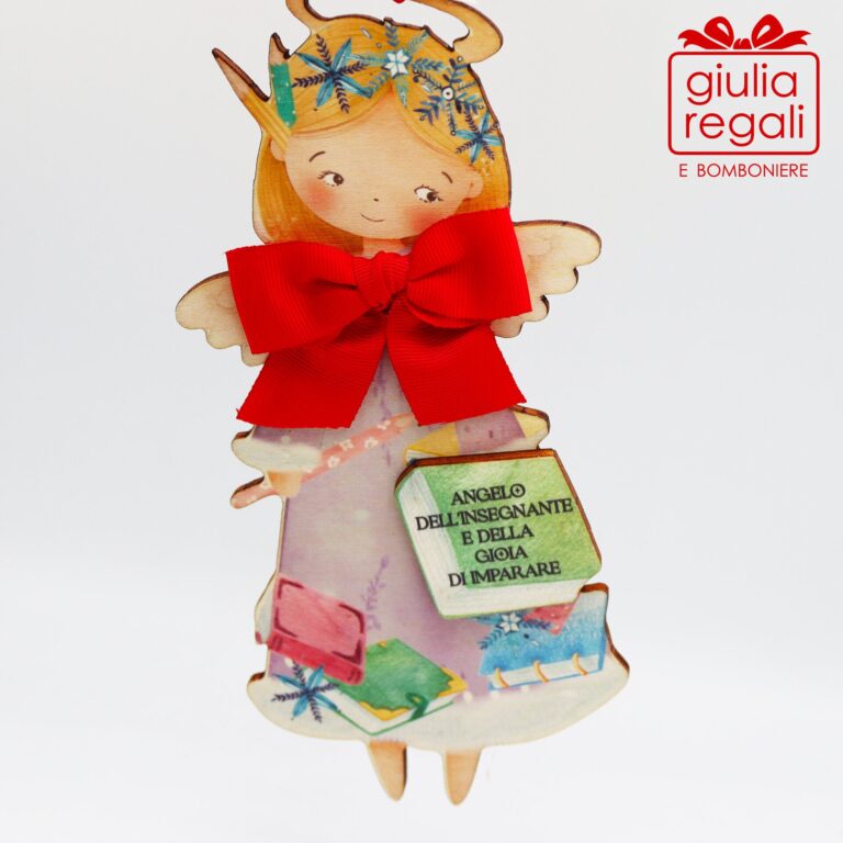 Quadretto Angelo Insegnante e Gioia Imparare sagoma legno