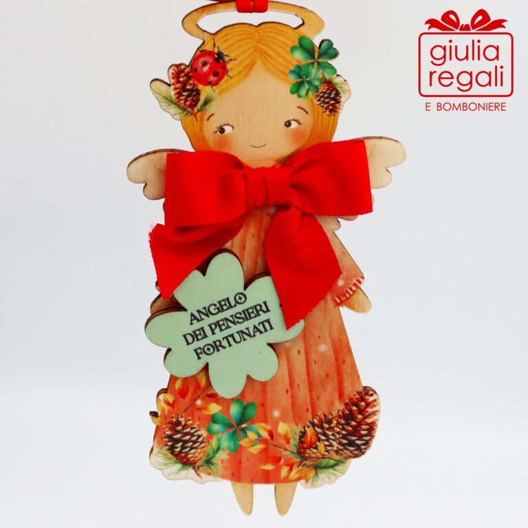 Quadretto Angelo dei Pensieri Fortunati sagoma legno