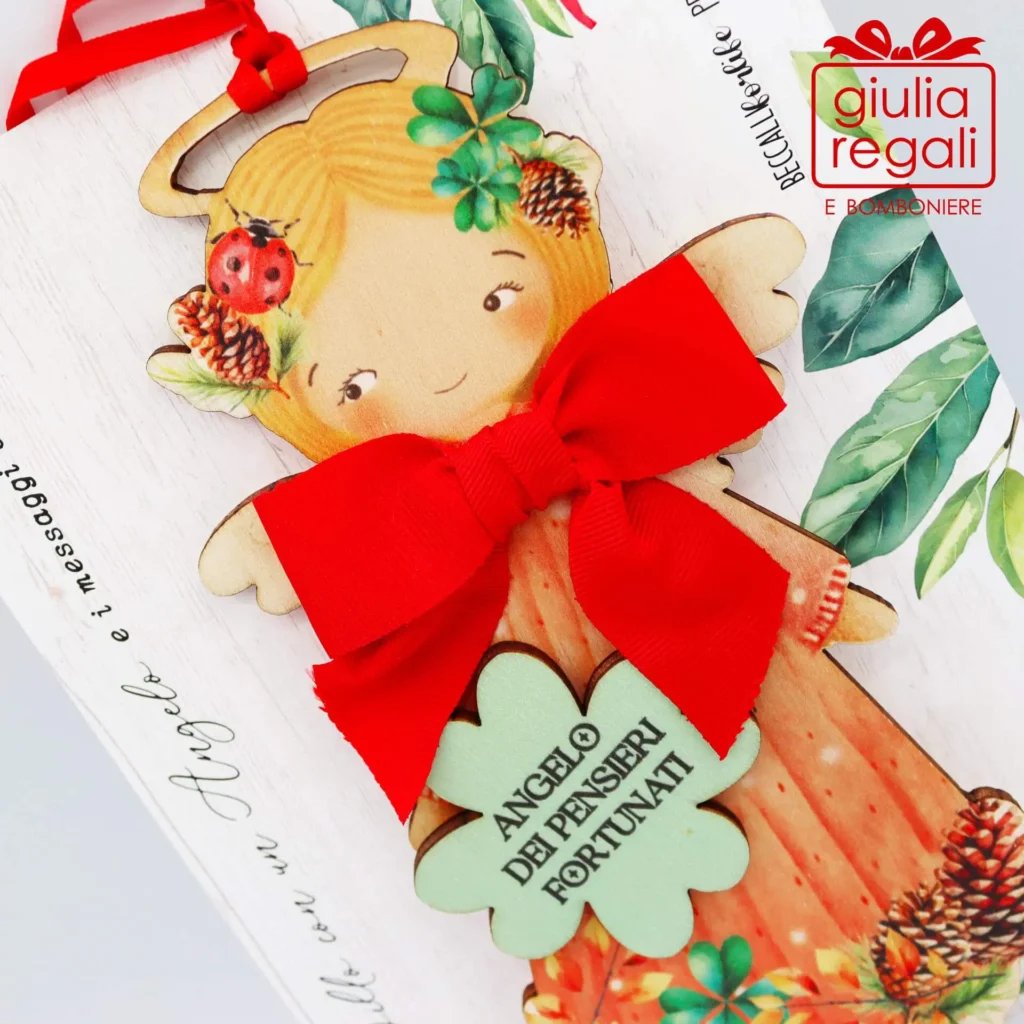 Quadretto Angelo dei Pensieri Fortunati sagoma legno