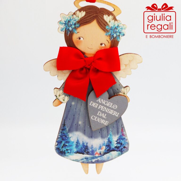 Quadretto Angelo dei Pensieri dal Cuore sagoma legno