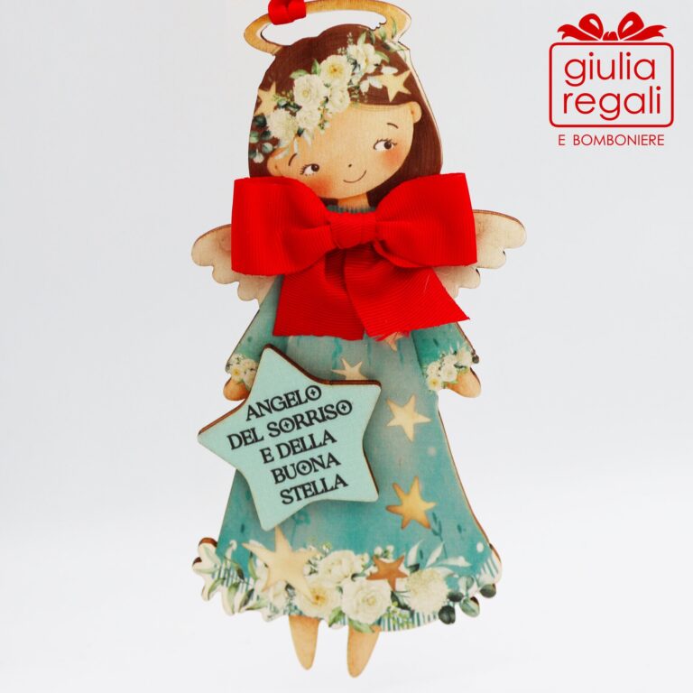 Quadretto Angelo del Sorriso e Buona Stella sagoma legno