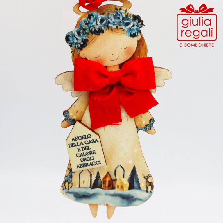 Quadretto Angelo della Casa e Calore Abbracci sagoma legno