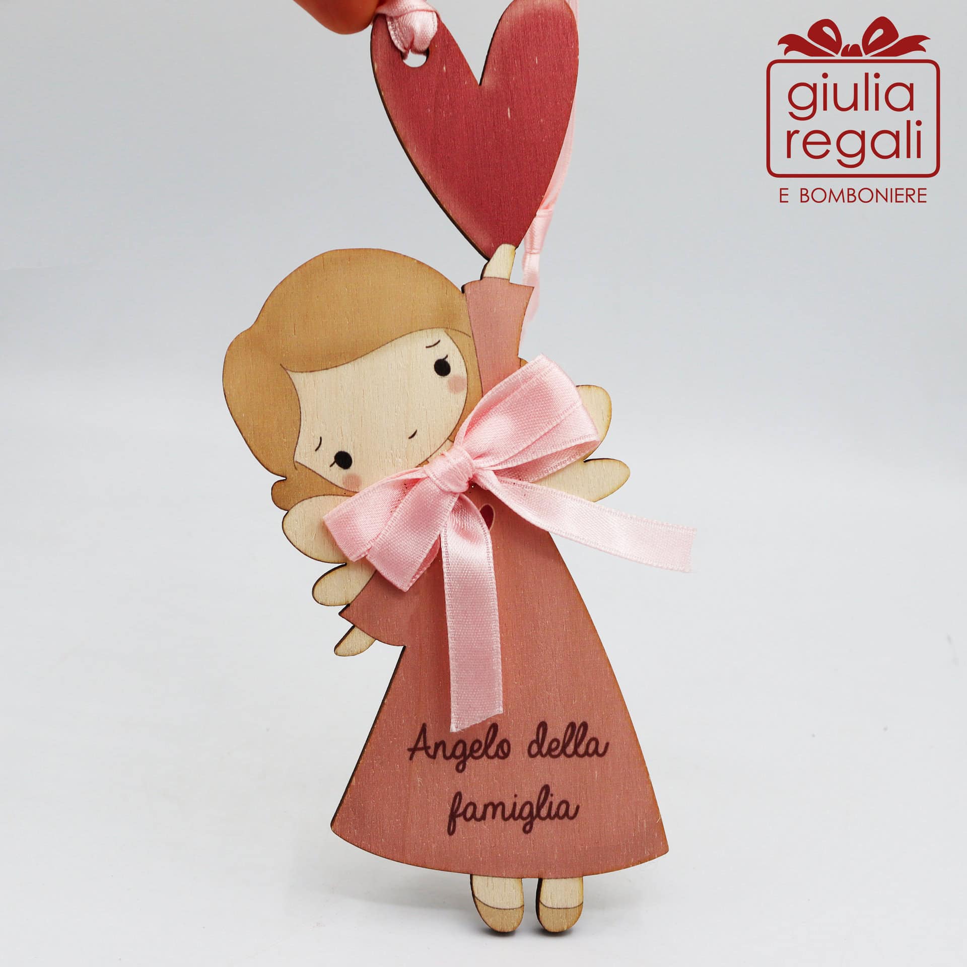 Quadretto Angelo della Famiglia sagoma rosa - 01 Quadretto Angelo della Famiglia sagoma rosa