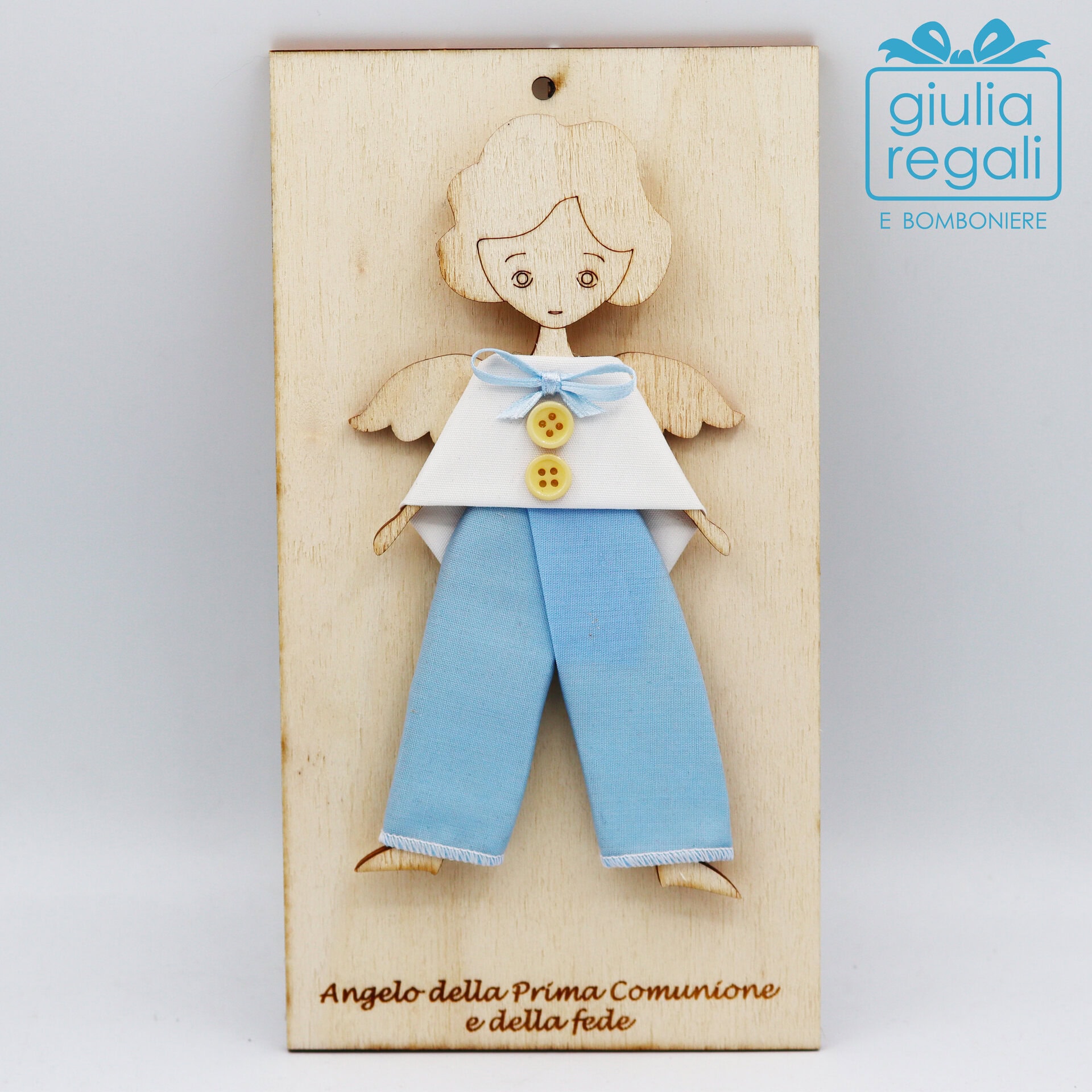 Quadretto Angelo della Prima Comunione e Fede in legno - 01 Quadretto Angelo della Prima Comunione e Fede in legno