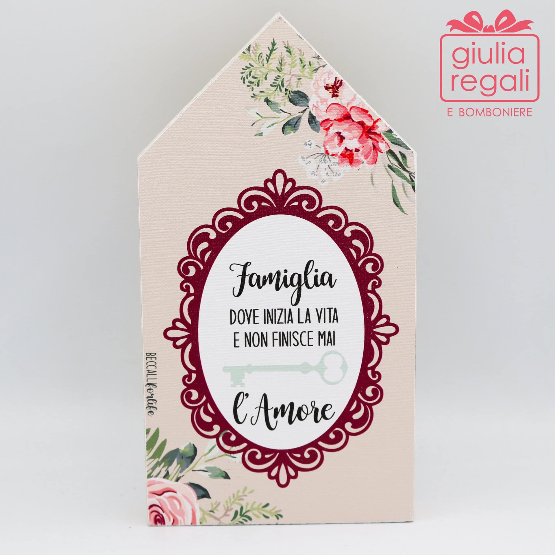 Quadretto Casina Famiglia Vita e Amore in legno - 01 Quadretto Casina Famiglia Vita e Amore in legno