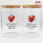 Bomboniera Barattolo in vetro borosilicato con cuoricini 12 cm Cuorematto