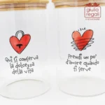 Bomboniera Barattolo in vetro borosilicato con cuoricini 12 cm Cuorematto