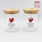 Bomboniera Barattolo in vetro borosilicato con cuoricini 8 cm Cuorematto