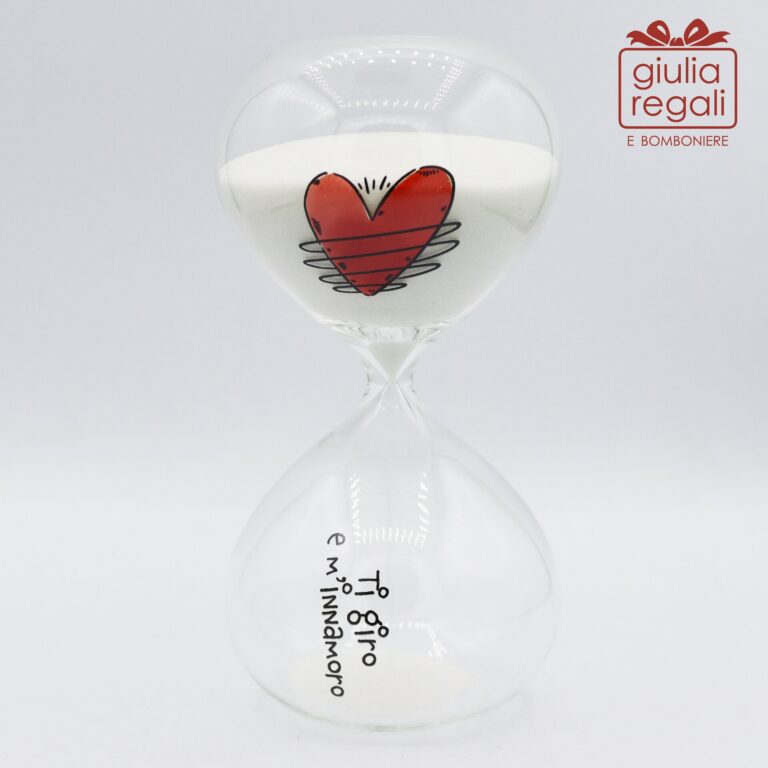Bomboniera Clessidra in vetro con Cuoricini Cuorematto 15 cm