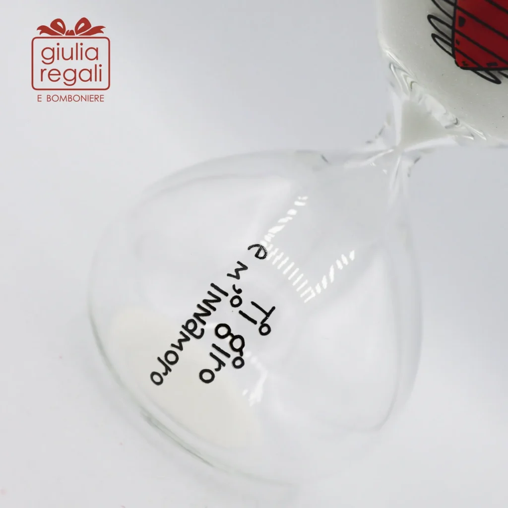 Bomboniera Clessidra in vetro con Cuoricini Cuorematto 15 cm