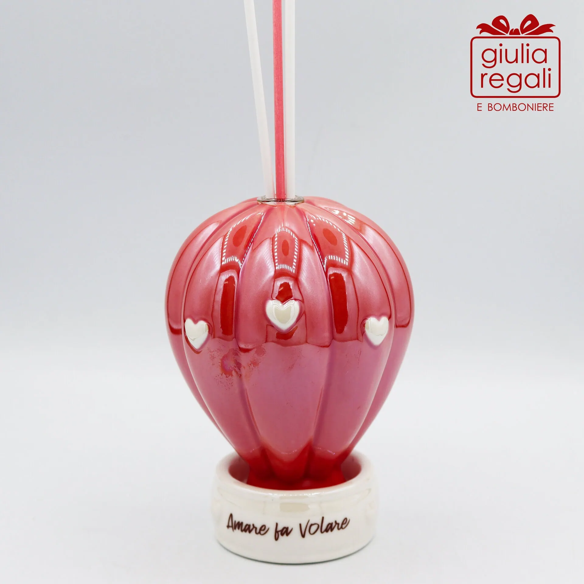 Bomboniera Mongolfiera Profumatore in Porcellana con Profumo - 3 Colori Assortiti - immagine 2