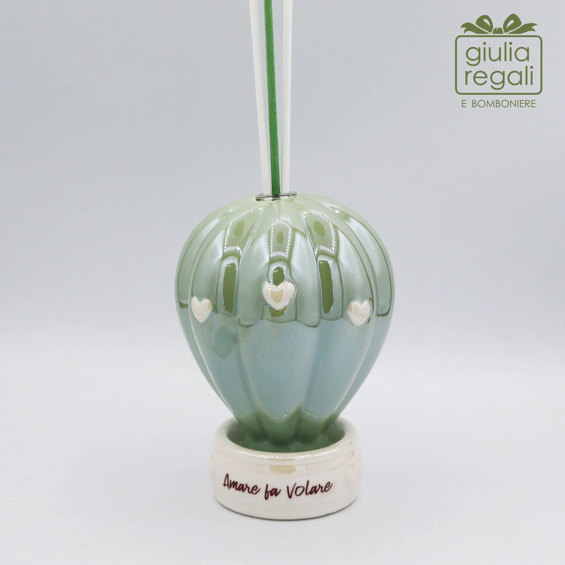 Bomboniera Mongolfiera Profumatore in Porcellana con Profumo - 3 Colori Assortiti