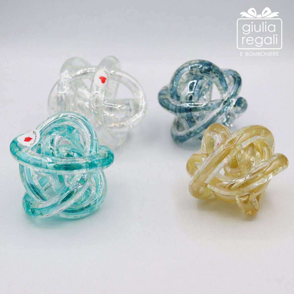 Bomboniera Nodo d'Amore in vetro 7 cm Cuorematto