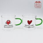 Bomboniera Set 2 tazzine in vetro borosilicato con cuoricini Cuorematto