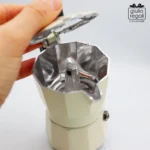 Caffettiera moka in metallo con scatola e frase – Altezza 12 cm - immagine 5